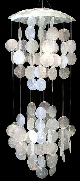 60 Pcs Round Capiz Shells, 2 Inches Round Natural Capiz Sea Shells with 2 Holes White Shells Pieces for for Wind Chimes Handcraft Jewelry Making